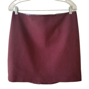 WHBM Wine Colored Faux Leather‎ Trim Mini Skirt Size 8
